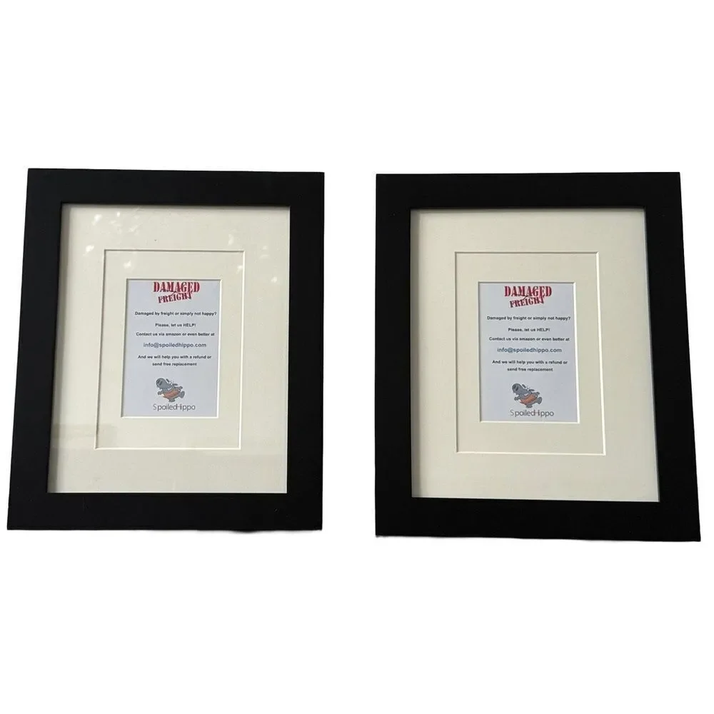 Set of 2 Black Wood Gallery Frames with Mats – 8x10 / 5x7 / 3x5